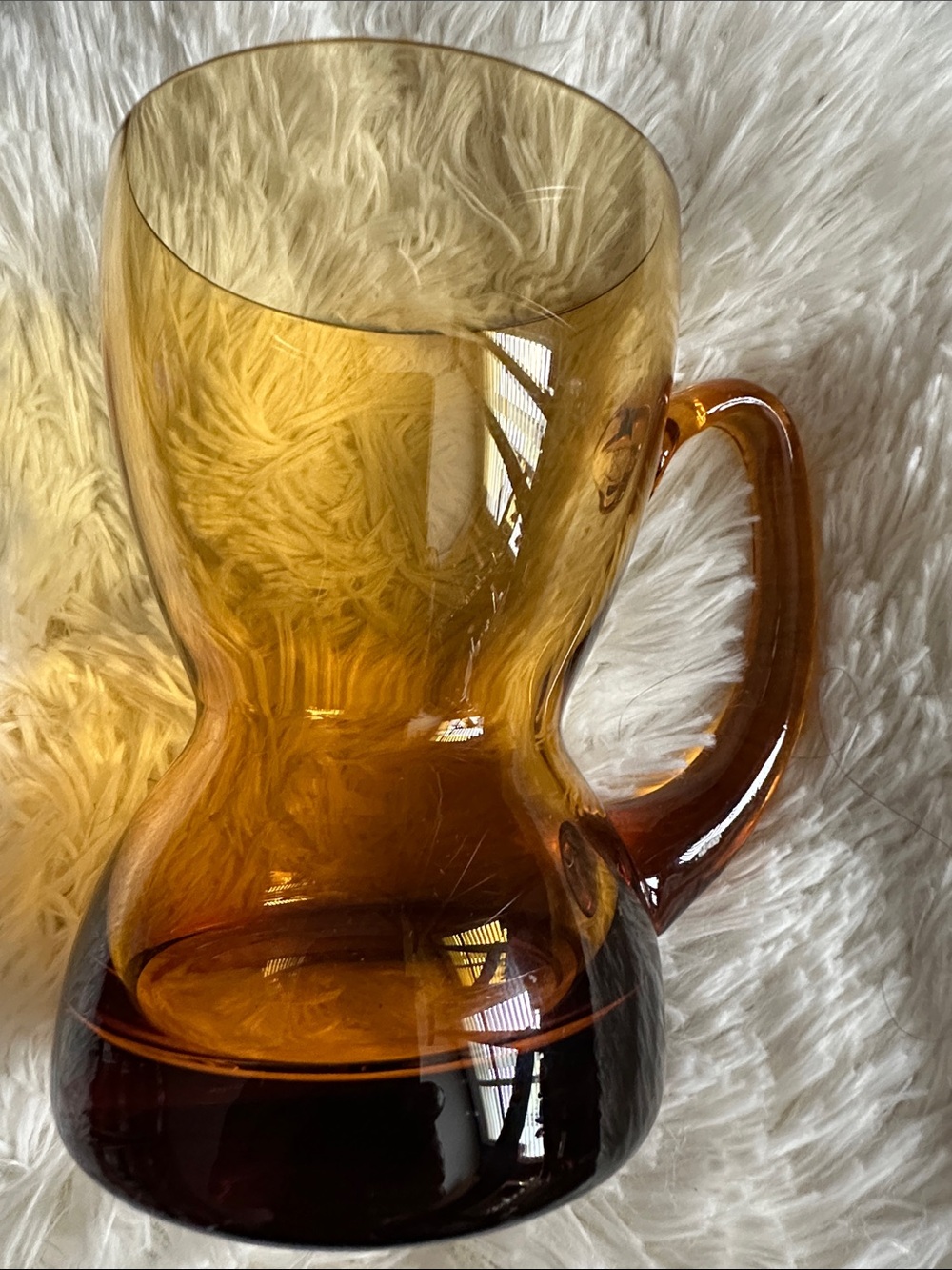 Vintage Amber Glass Mug - Brown/Gold Tone